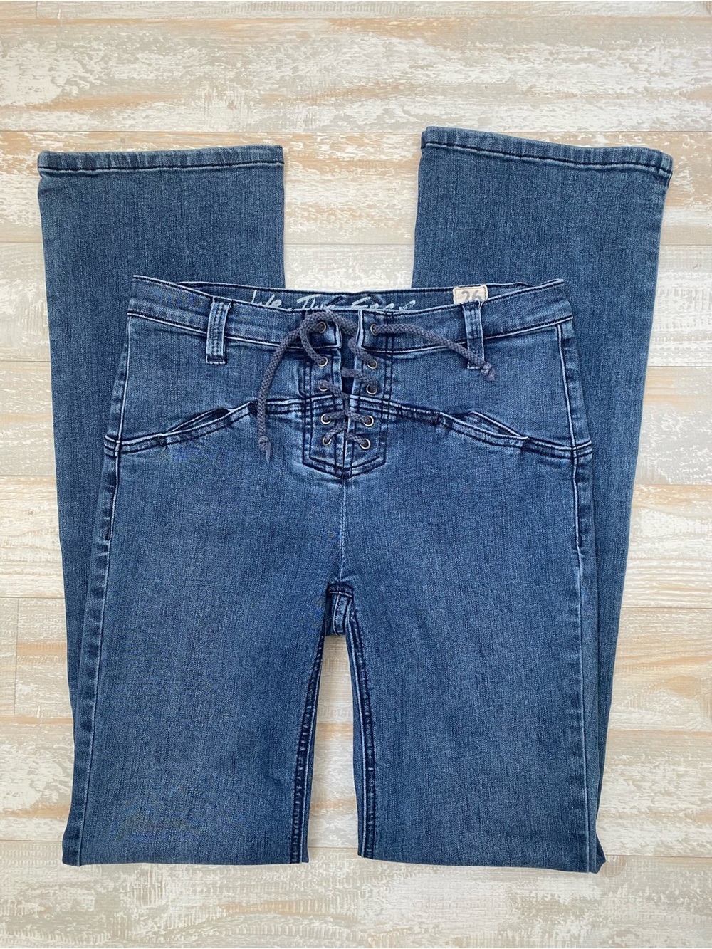 We The Free Lace-Up Boot Cut Jeans - Blue
